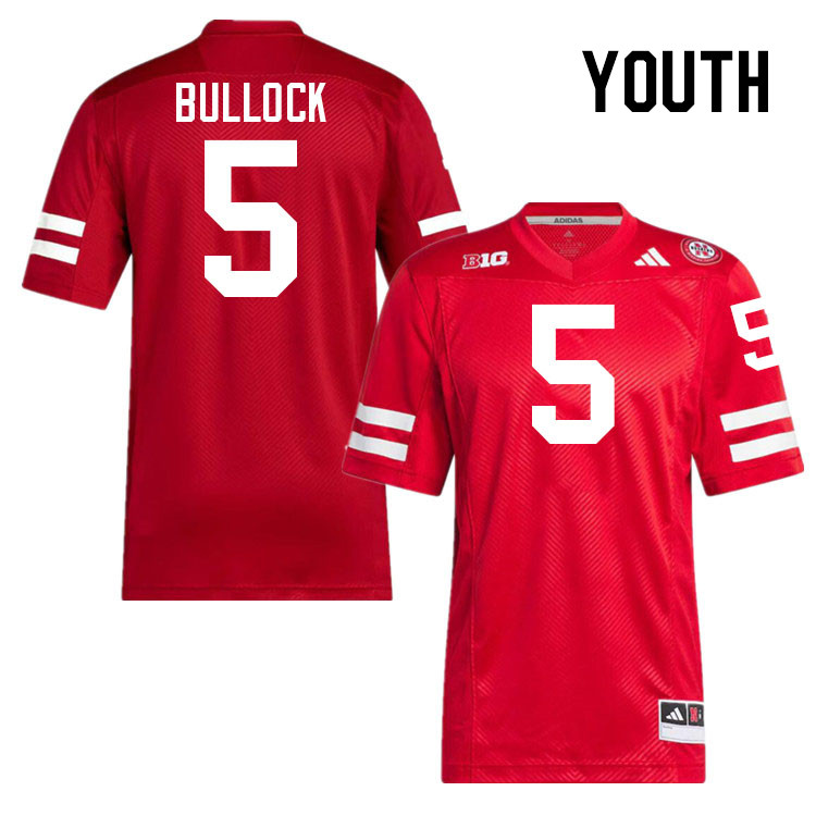 Youth #5 John Bullock Nebraska Cornhuskers College Football Jerseys Stitched Sale-Scarlet